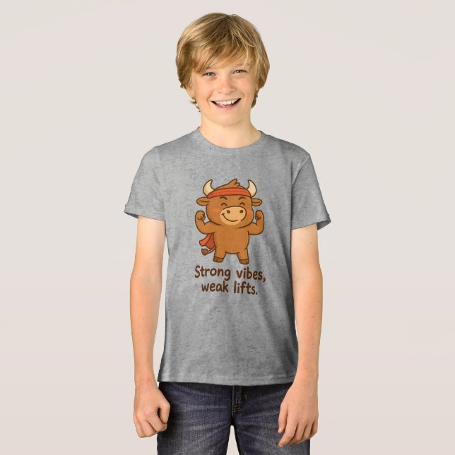 Camiseta Triblenda Bullio® - Vibes fuertes, divertidos niños pequeños (Anverso Completo)