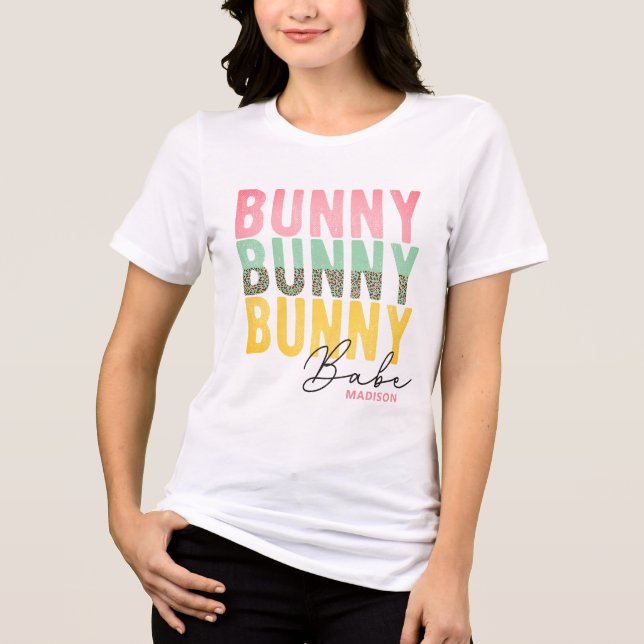Camiseta Triblenda Bunny Babe Cute Moderna Girly Easter Personalizada (Anverso)
