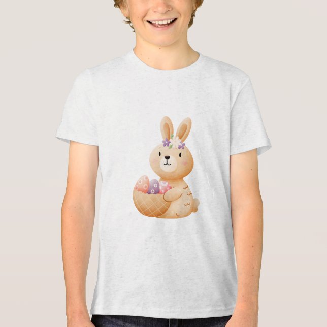 Camiseta Triblenda Bunny with Easter Egg Basket (Anverso)