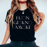 Camiseta Triblenda Buongiorno Amore | Guión moderno italiano negro<br><div class="desc">¡Buenos días,  amor! Esta camisa negra en italiano le añadirá estilo de moda a su ropa. La tipografía blanca moderna y elegante hace que este sea un aspecto perfectamente entendido en Italia o en cualquier lugar que sus viajes le lleven.</div>