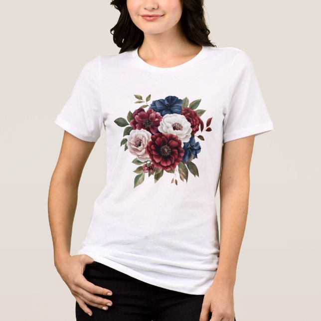 Camiseta Triblenda Buquet azul blanco de la marina borgoñona (Anverso)
