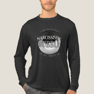 Camiseta Triblenda "Burbuja narcisista" en diseño blanco gris negro
