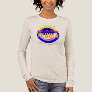 Camiseta Triblenda "Burbuja narcisista" en rojo azul rosado