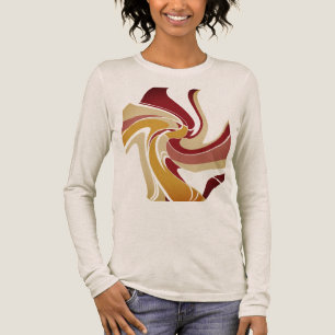 Camiseta Triblenda Burgundy Gold Beige Swirling Abstract Art Flower