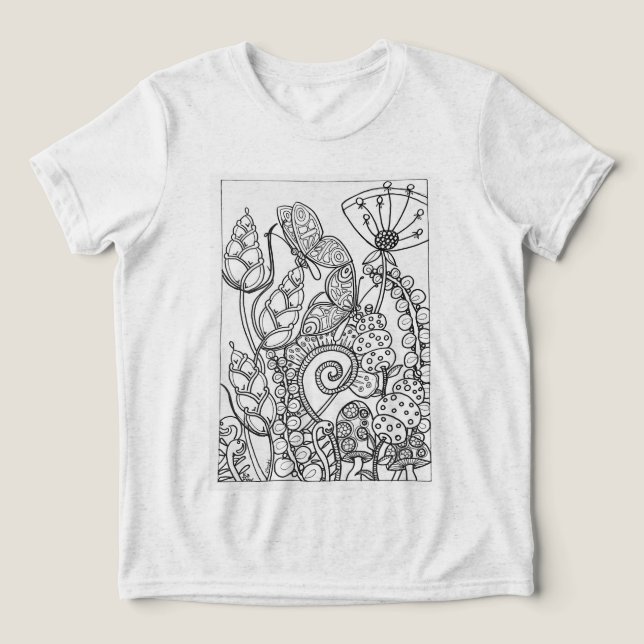 Camiseta Triblenda Butterfies con flores de fantasía (Diseño delantero )