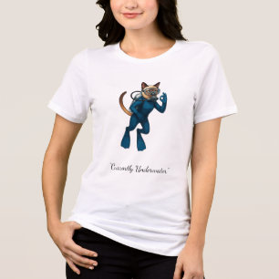 Camiseta Triblenda Buzo de gato siamés – Acuarela divertida del océan