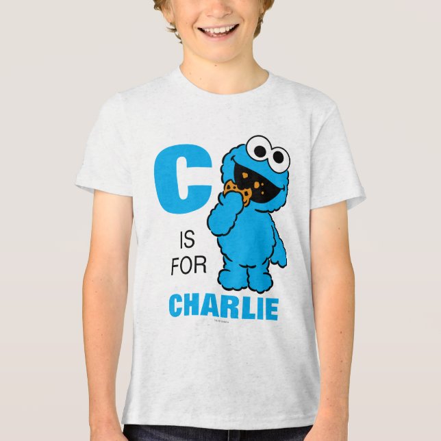 Camiseta Triblenda C es para Cookie Monster | Añadir su nombre (Anverso)