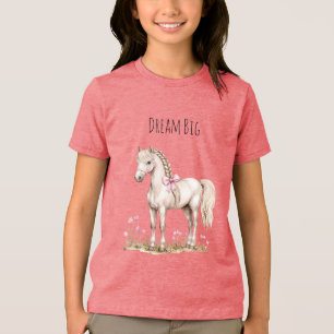 Camiseta Triblenda Caballo blanco y flores