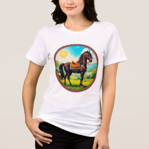Camiseta Triblenda Caballo con fondo vibrante