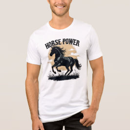 Camiseta Triblenda Caballo de Poder Semental Negro Corriendo Rústico