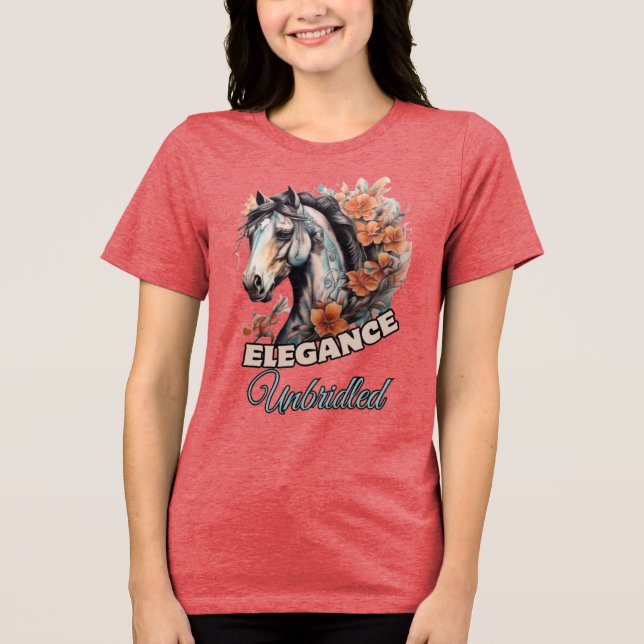 Camiseta Triblenda Caballo majestuoso en flor: Diseño de tatuajes art (Anverso)