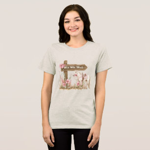 Camiseta Triblenda Caballo Oeste Salvaje de Flora Rosa Occidental
