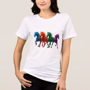 Camiseta Triblenda Caballos de vidrio vibrantes - arte de caballos br