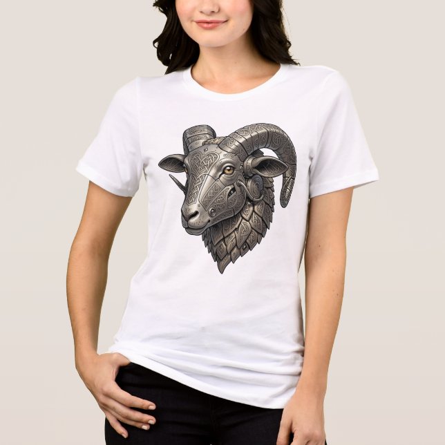 Camiseta Triblenda Cabeza de carnero de plata celta poderosa con patr (Anverso)