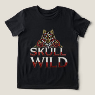 Camiseta Triblenda Cabeza de lobo feroz con nudo celta y calavera con