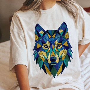 Camiseta Triblenda Cabeza de lobo geométrico Arte abstracto