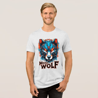 Camiseta Triblenda Cabeza de Lobo Mecha – Diseño de Lobo Cyberpunk Fu