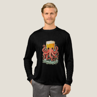 Camiseta Triblenda Cabeza De Vidrio De Cerveza Octopus Tee Gráfico