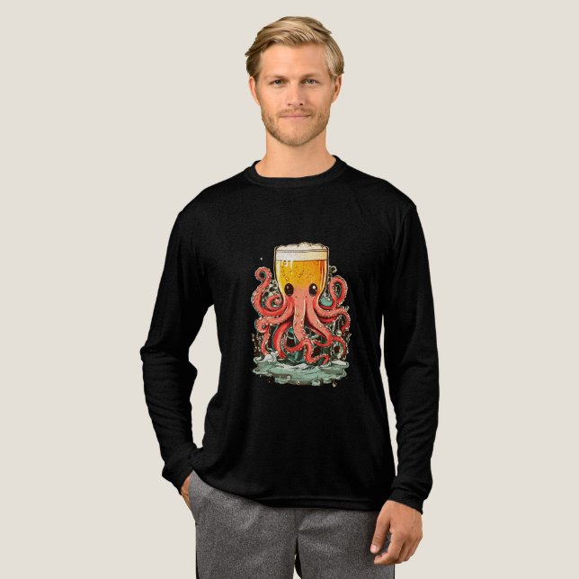 Camiseta Triblenda Cabeza De Vidrio De Cerveza Octopus Tee Gráfico (Anverso Completo)