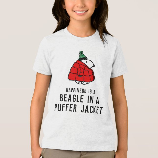 Camiseta Triblenda Cacahuetes | Chaqueta Snoopy Red Puffer (Anverso)