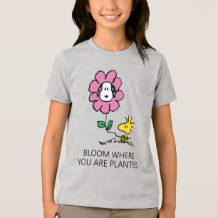 Camiseta Triblenda Cacahuetes   Flor Snoopy & Woodstock