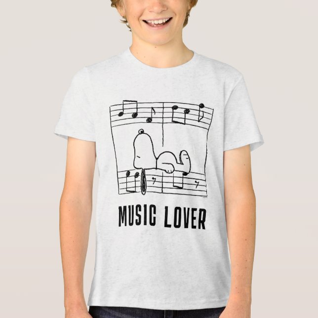 Camiseta Triblenda Cacahuetes | Notas musicales de Snoopy (Anverso)