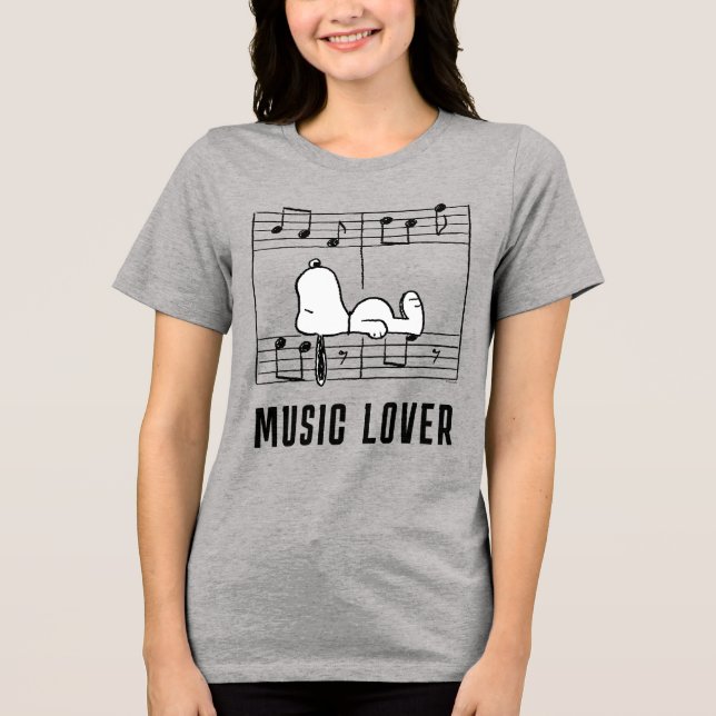 Camiseta Triblenda Cacahuetes | Notas musicales de Snoopy (Anverso)