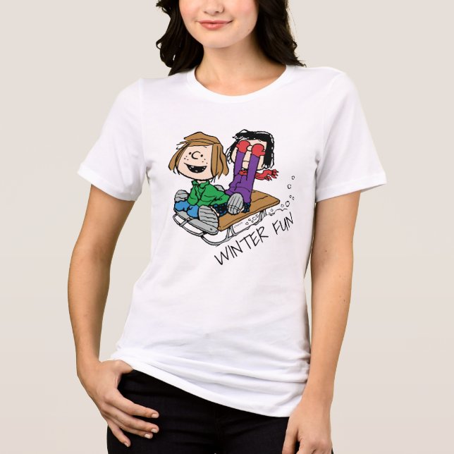 Camiseta Triblenda Cacahuetes | Patty Peppermint & Marcie Sled Riding (Anverso)