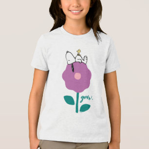 Camiseta Triblenda Cacahuetes Silbato de flor de Snoopy y Woodstock