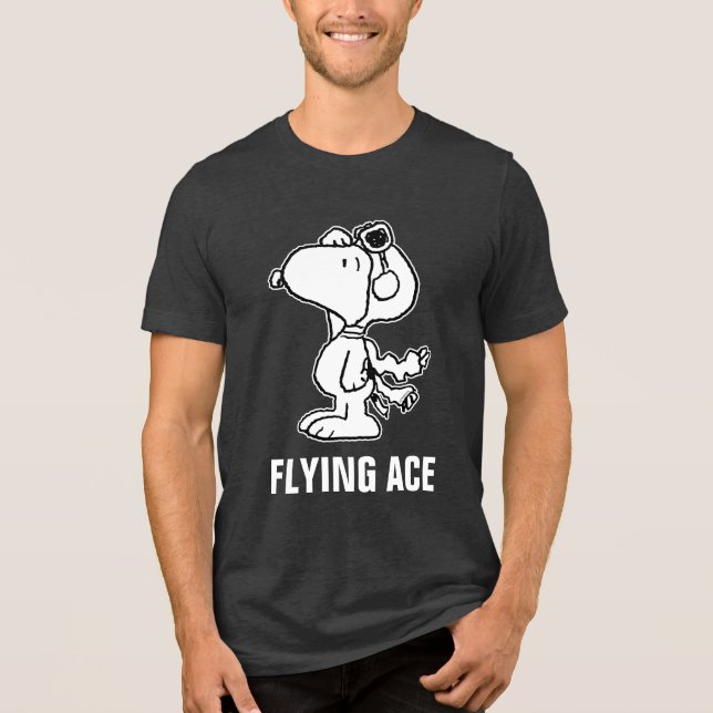 Camiseta Triblenda Cacahuetes | Snoopy Ace Volador BW (Anverso)