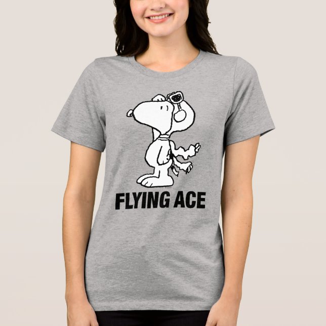Camiseta Triblenda Cacahuetes | Snoopy Ace Volador BW (Anverso)