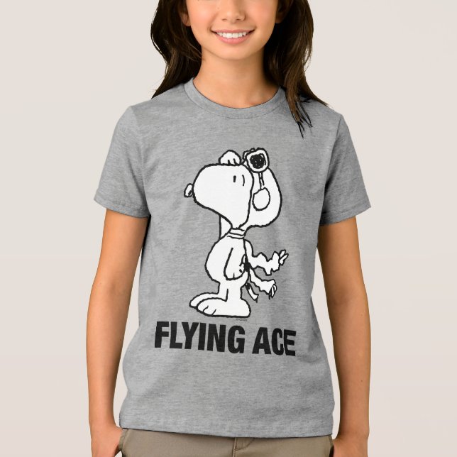 Camiseta Triblenda Cacahuetes | Snoopy Ace Volador BW (Anverso)