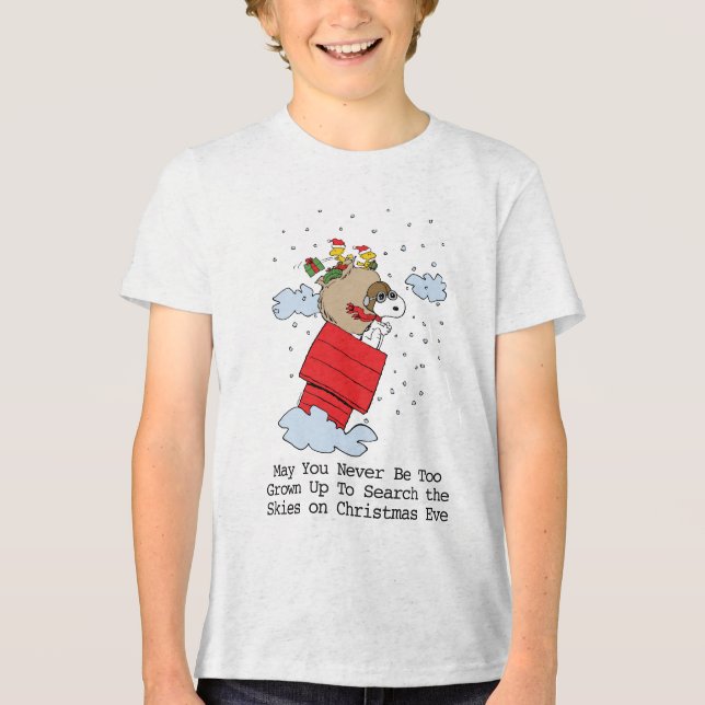 Camiseta Triblenda Cacahuetes | Snoopy el hielo volador a los Navidad (Anverso)