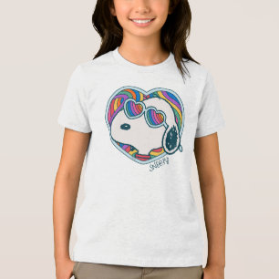 Camiseta Triblenda Cacahuetes   Snoopy Heart Rainbow