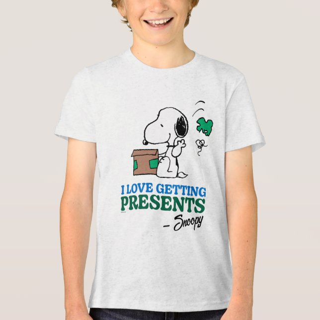 Camiseta Triblenda Cacahuetes | Snoopy Me Encanta Obtener Presencias (Anverso)