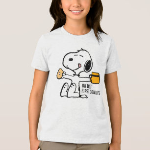 Camiseta Triblenda Cacahuetes Snoopy OK but First Coffee