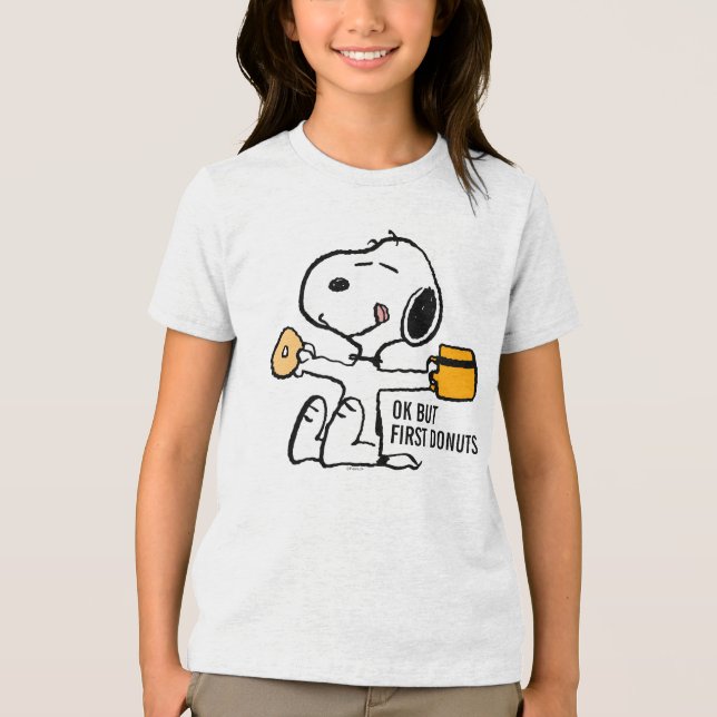 Camiseta Triblenda Cacahuetes | Snoopy OK but First Coffee (Anverso)
