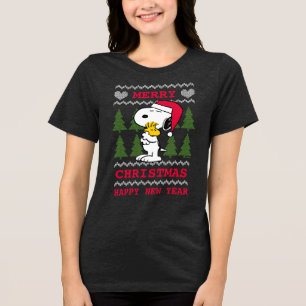 Camiseta Triblenda Cacahuetes   Snoopy & Woodstock Santa Claus Hug