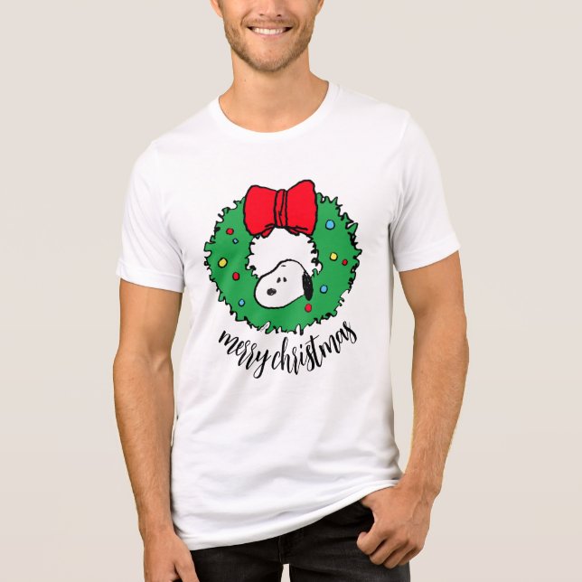 Camiseta Triblenda Cacahuetes | Wreath & Bow Navidades Snoopy (Anverso)