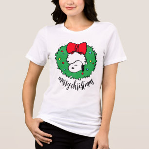Camiseta Triblenda Cacahuetes   Wreath & Bow Navidades Snoopy