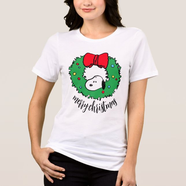 Camiseta Triblenda Cacahuetes | Wreath & Bow Navidades Snoopy (Anverso)