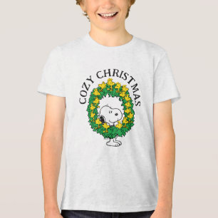 Camiseta Triblenda Cacahuetes   Wreath de Navidades Snoopy y Woodstoc
