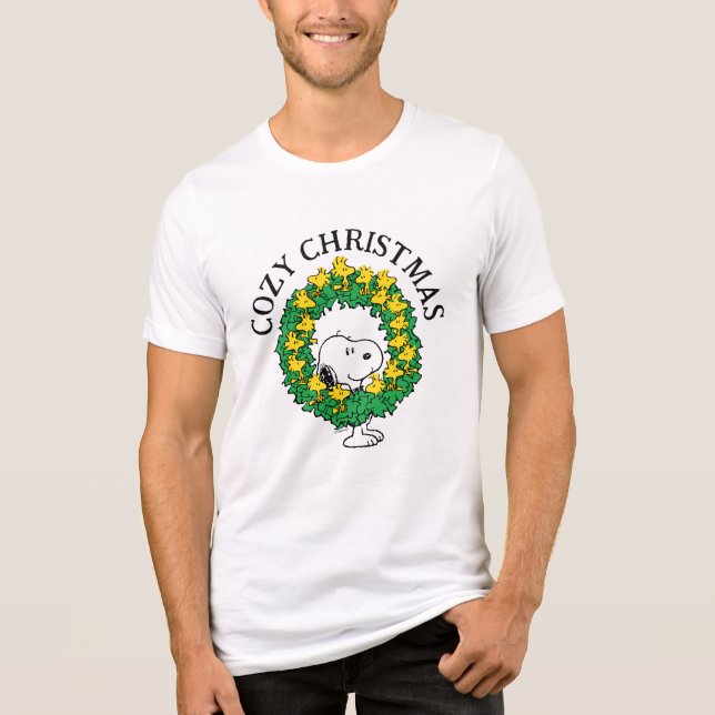 Camiseta Triblenda Cacahuetes| Wreath de Navidades Snoopy y Woodstock (Anverso)