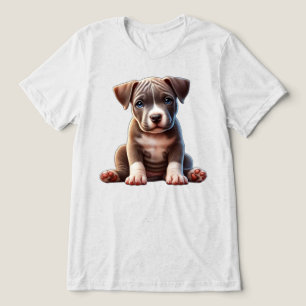 Camiseta Triblenda Cachorro con ojos azules sentados y con aspecto in
