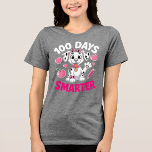 Camiseta Triblenda Cachorro dálmata lindo 100 días más inteligente Ce