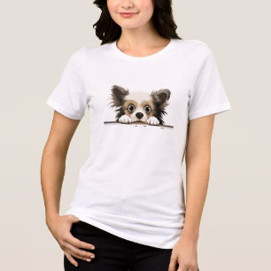 Camiseta Triblenda Cachorro de cachorro Peeking Cute Adorable Gracios