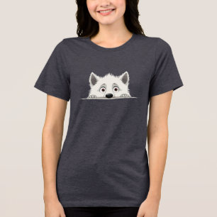 Camiseta Triblenda Cachorro de cachorro Peeking Cute Adorable Gracios