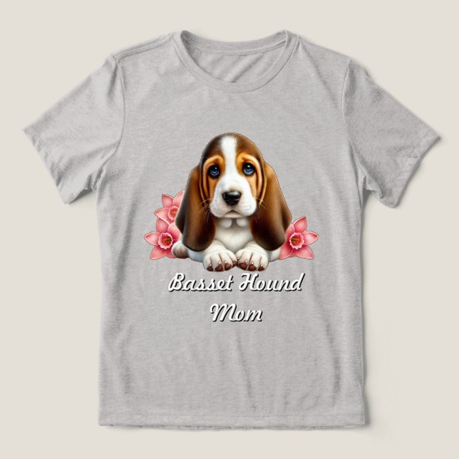 Camiseta Triblenda Cachorro de paro con flores (Diseño delantero )