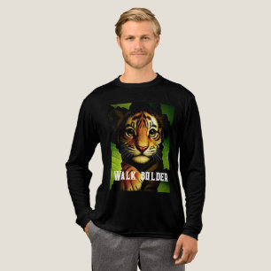 Camiseta Triblenda Cachorro de Tigre Audaz en Hojas de Jungla   Camis