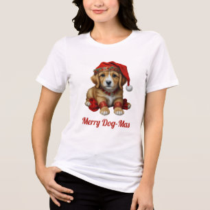 Camiseta Triblenda Cachorro festivo con disfraces de Navidad - Ambien